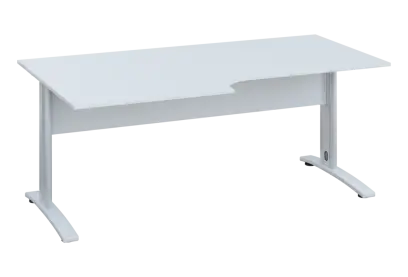 ERK 18 - 188 stůl kancelářský, rohový, levý, kovová podnož bílá, deska 18 mm, široký 1800 mm, bílá